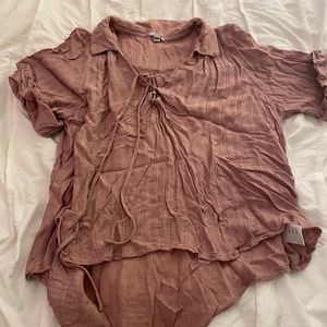 Urban Outfitters Short Sleeve Collared Flowy Top